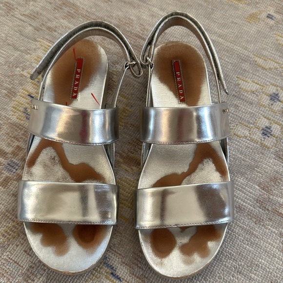 Prada Metallic double-band flat sandal Size 38.5 - Picture 5 of 13